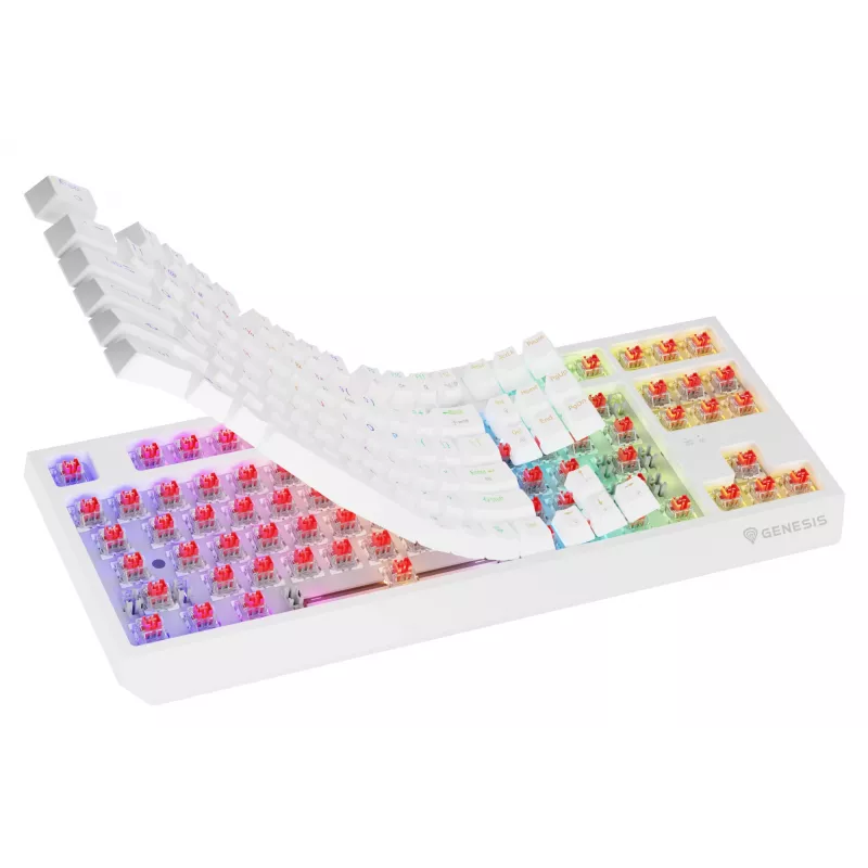 Teclado gaming tenkeyless GENESIS Thor 230 TKL — USB, RF Wireless, Bluetooth, QWERTY, blanco