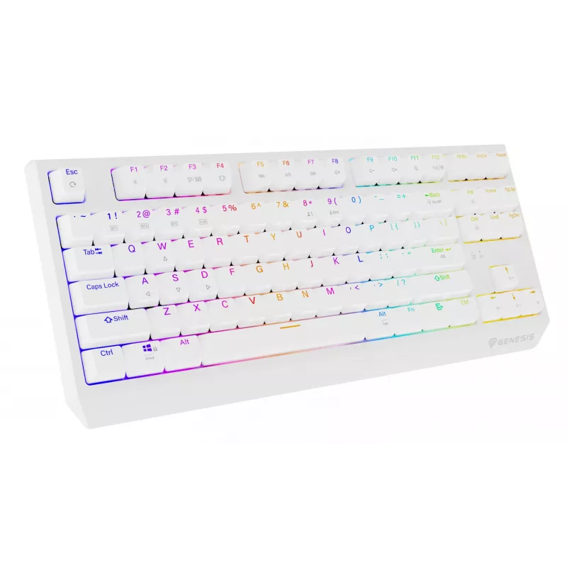 Teclado gaming tenkeyless GENESIS Thor 230 TKL — USB, RF Wireless, Bluetooth, QWERTY, blanco