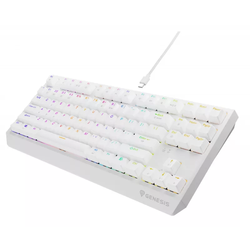 Teclado gaming tenkeyless GENESIS Thor 230 TKL — USB, RF Wireless, Bluetooth, QWERTY, blanco