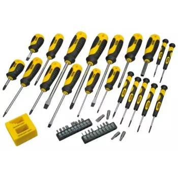 Juego de destornilladores manuales STANLEY STHT0-62113 con puntas Phillips, Robertson y Torx, puntas magnéticas, mangos ergonómicos