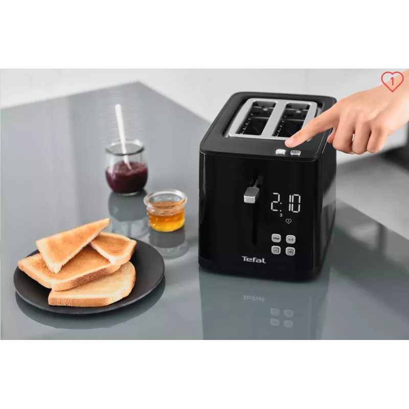 Tostadora Tefal TT6408 — 2 rebanadas, 850 W, negra