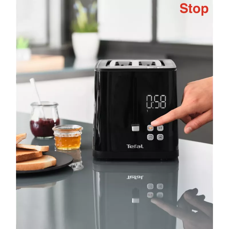 Tostadora Tefal TT6408 — 2 rebanadas, 850 W, negra