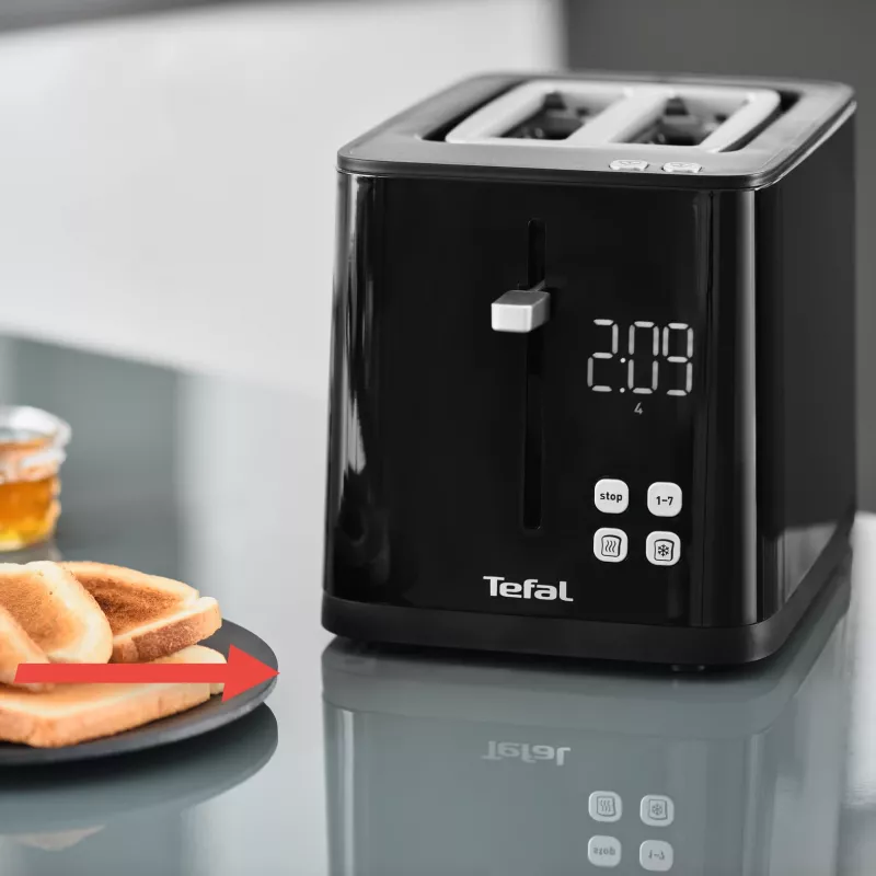 Tostadora Tefal TT6408 — 2 rebanadas, 850 W, negra