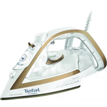 Plancha en seco y de vapor Tefal Puregliss FV8042 con suela Durilium AirGlide Autoclean, 3000 W, bronce, blanco