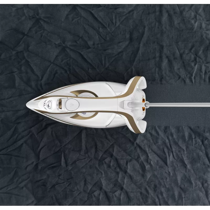 Plancha en seco y de vapor Tefal Puregliss FV8042 con suela Durilium AirGlide Autoclean, 3000 W, bronce, blanco