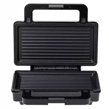 Sandwichera Adler AD 3073 — 2 sándwiches, 1400 W, plateado/negro, placas extraíbles, almacenamiento vertical