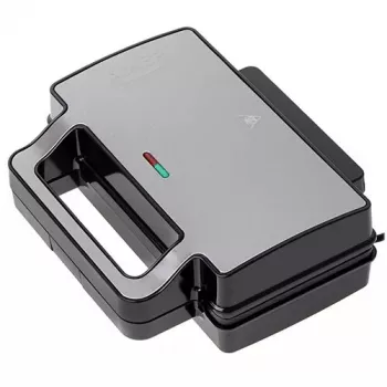 Sandwichera Adler AD 3073 — 2 sándwiches, 1400 W, plateado/negro, placas extraíbles, almacenamiento vertical