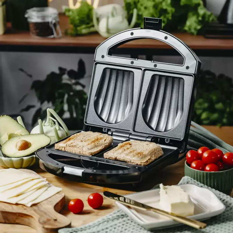 Sandwichera Adler AD 3069 – prensa de sándwiches compacta de sobremesa, 750 W, 2 sándwiches, negra