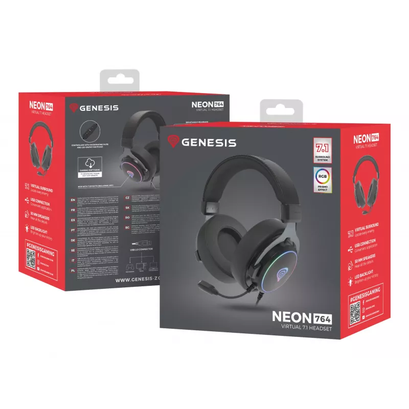 GENESIS Neon 764 Auriculares gaming con cable y diadema USB Type-A Negro