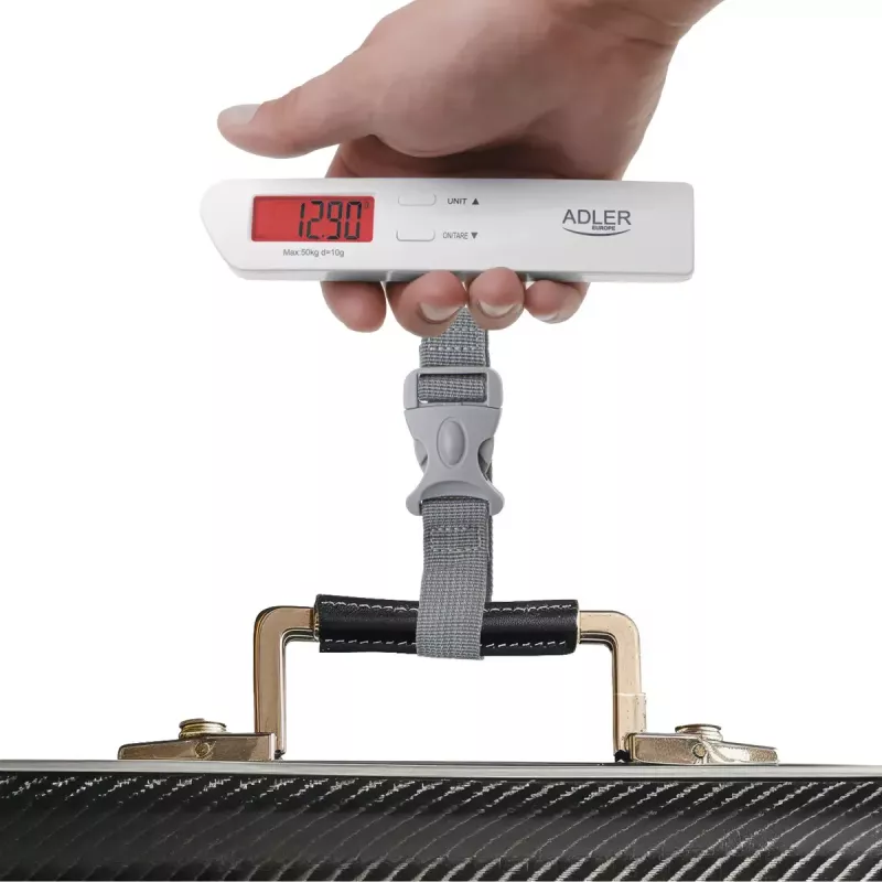 Báscula para equipaje Adler AD 8191, máximo 50 kg, precisión 10 g, gris