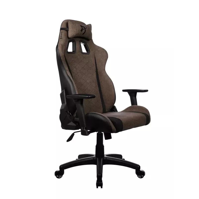 Silla gaming Arozzi Avanti SoftFabric marrón — tapizado de tela, diseño ergonómico, ajustable en altura e inclinable