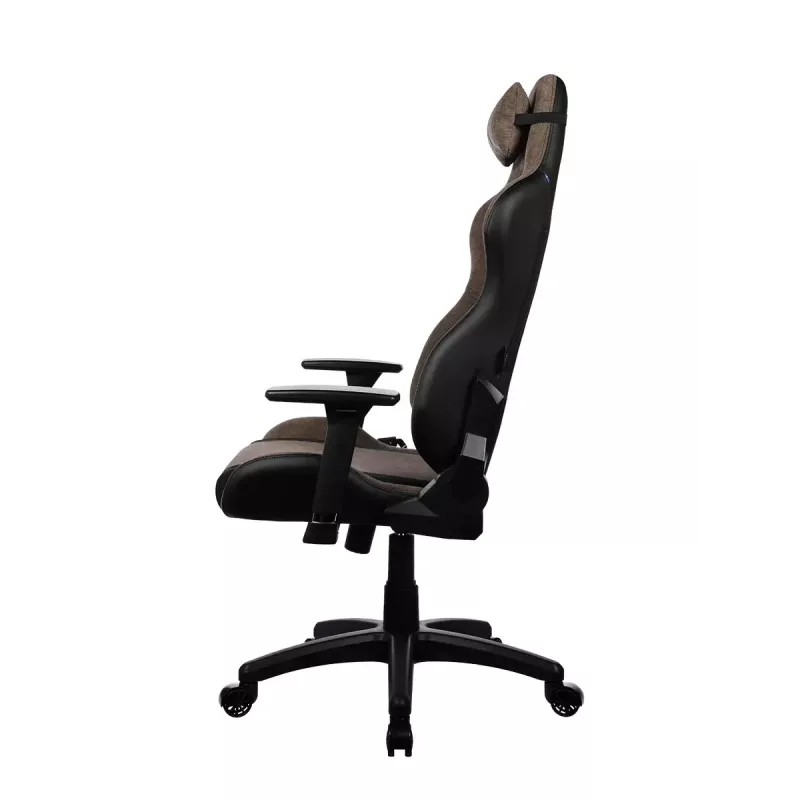 Silla gaming Arozzi Avanti SoftFabric marrón — tapizado de tela, diseño ergonómico, ajustable en altura e inclinable