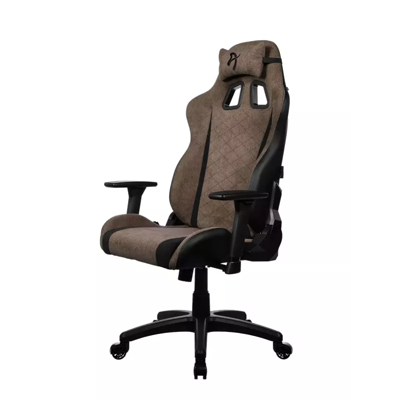 Silla gaming Arozzi Avanti SoftFabric marrón — tapizado de tela, diseño ergonómico, ajustable en altura e inclinable