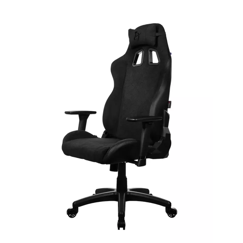 Silla gaming arozzi Avanti SoftFabric Pure negra — ergonómica, respaldo alto, reposabrazos ajustables, función basculante inclinable