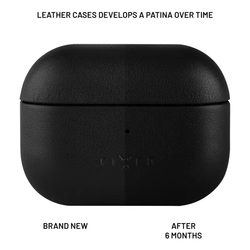 Funda protectora de piel FIXED FIXLPM-999-BK para auriculares con compatibilidad MagSafe, negra