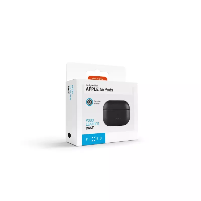 Funda protectora de piel FIXED FIXLPM-999-BK para auriculares con compatibilidad MagSafe, negra