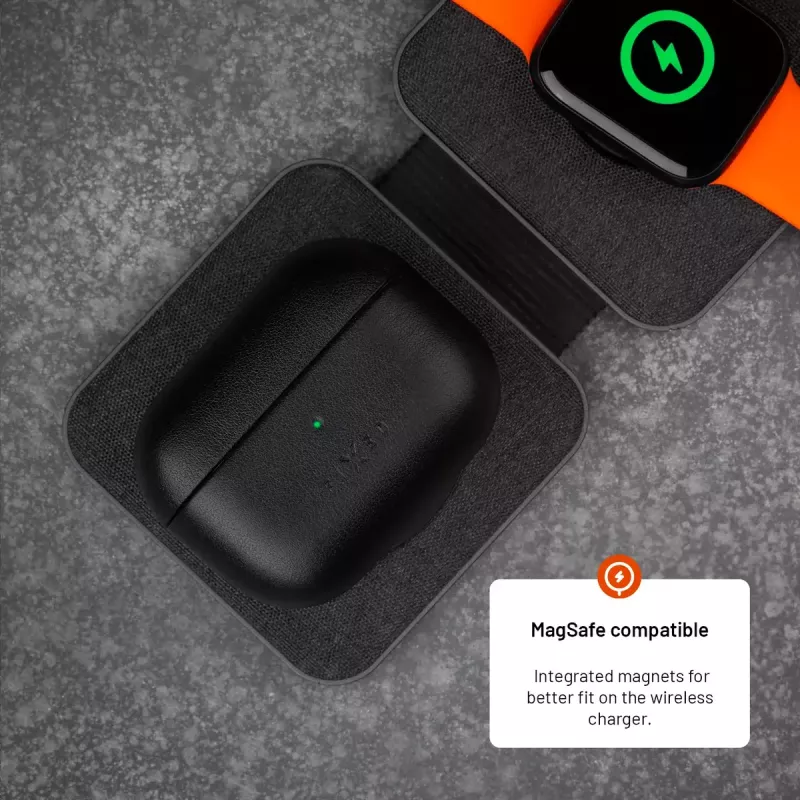 Funda protectora de piel FIXED FIXLPM-999-BK para auriculares con compatibilidad MagSafe, negra