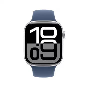 Smartwatch Apple Watch Series 10 GPS 46mm caja de aluminio plateado con correa deportiva Denim – M/L