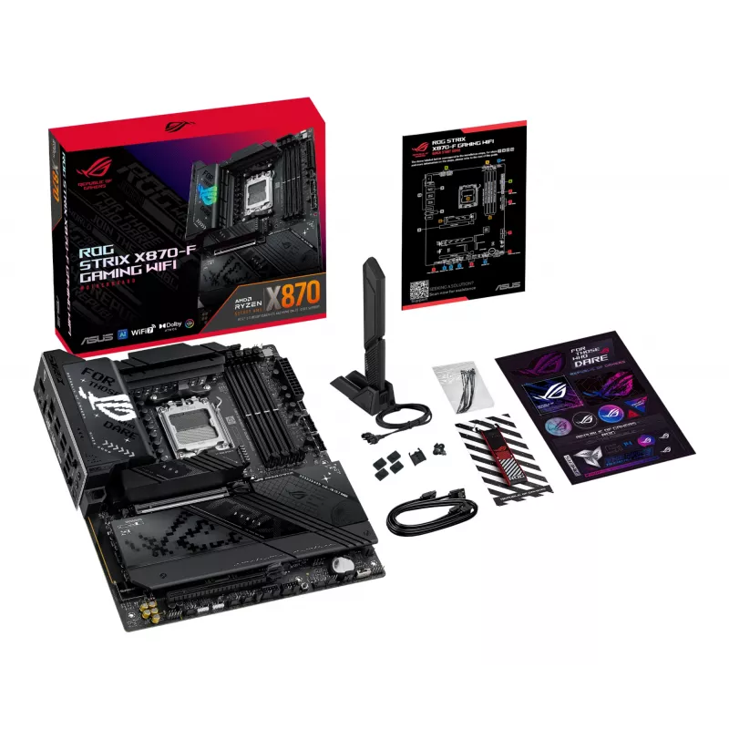 Placa base ASUS ROG STRIX X870-F GAMING WIFI — AMD X870, socket AM5, ATX, DDR5, 4x DIMM, Wi‑Fi 7, BT 5.4