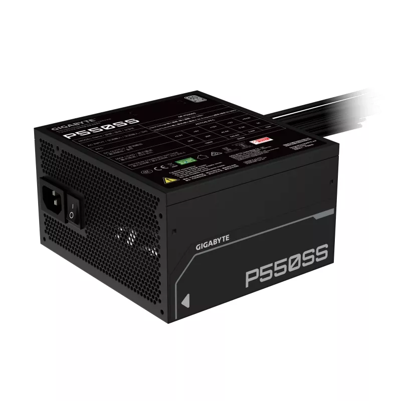 Fuente de alimentación GIGABYTE P550SS - PCIe 5.0, 80 PLUS Silver, ventilador de 120 mm, compatible con ATX 3.0, enchufe EU