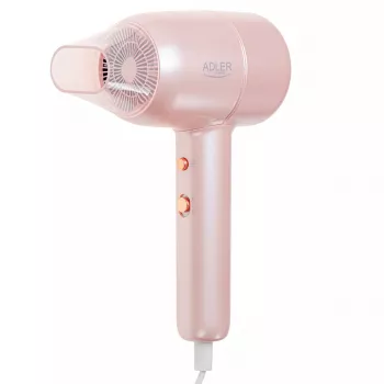 Secador de pelo Adler AD 2279p 1800 W, 2 niveles de calor, 2 velocidades, función aire frío, boquilla de peinado, rosa