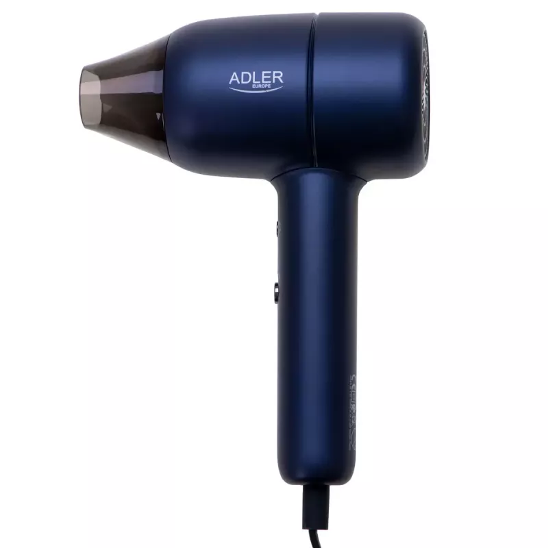 Secador de pelo Adler AD 2279b 1800W, 2 ajustes de temperatura, 2 velocidades, función de iones, azul
