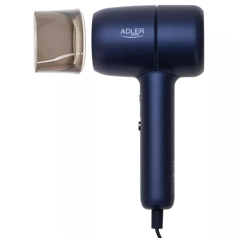 Secador de pelo Adler AD 2279b 1800W, 2 ajustes de temperatura, 2 velocidades, función de iones, azul
