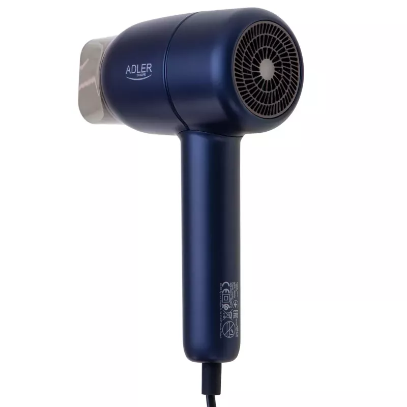 Secador de pelo Adler AD 2279b 1800W, 2 ajustes de temperatura, 2 velocidades, función de iones, azul