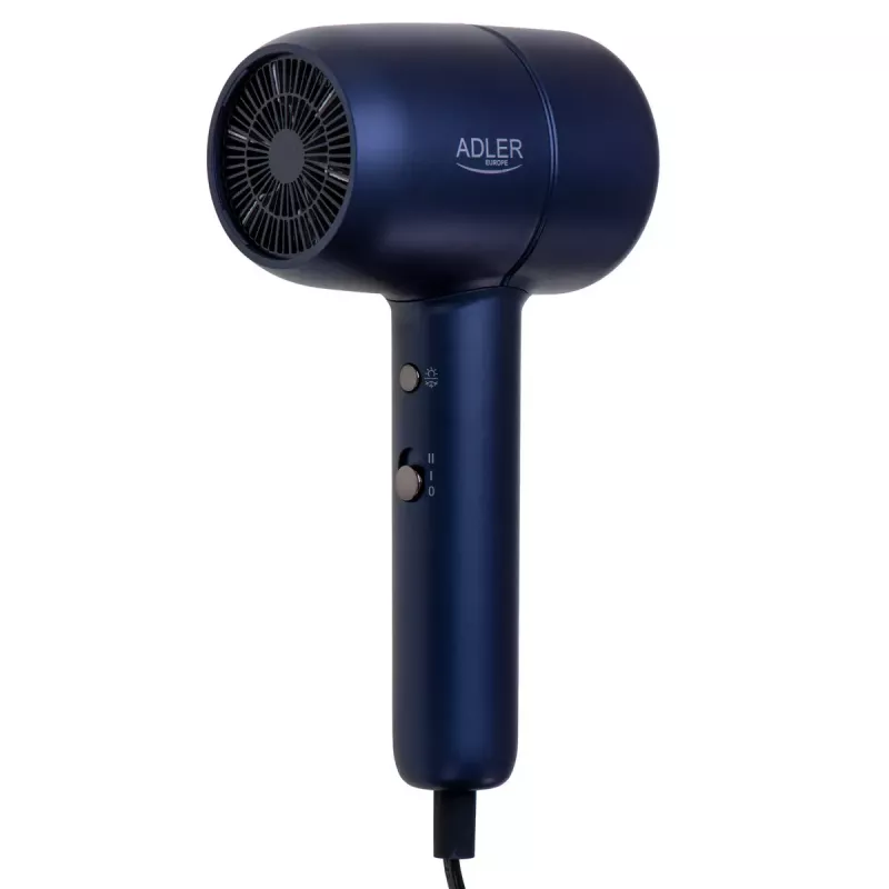 Secador de pelo Adler AD 2279b 1800W, 2 ajustes de temperatura, 2 velocidades, función de iones, azul