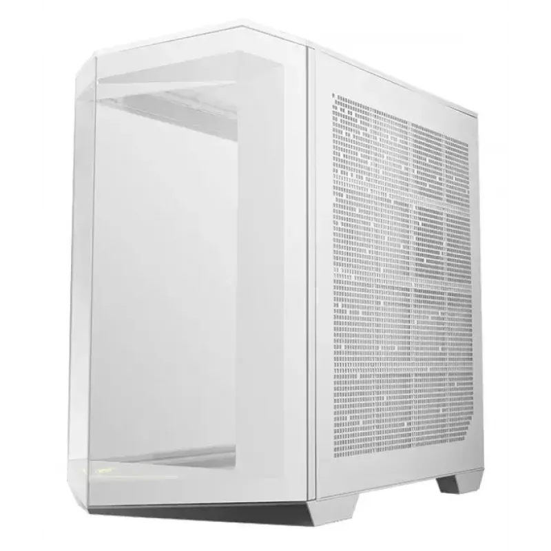Caja de PC MSI MAG PANO 100R PZ Midi-Tower blanca — ATX, GPU 380 mm, disipador de CPU 166 mm, 8 ranuras de expansión, 3×2,5 inch + 2×3,5 inch, USB-A×2, USB-C×1