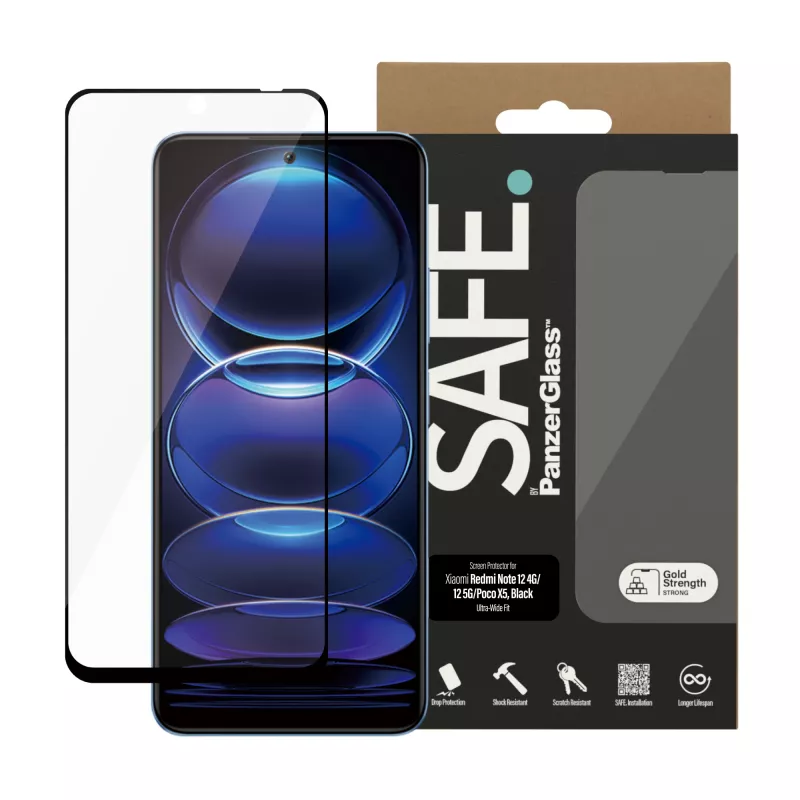 Protector de pantalla PanzerGlass SAFE. by ® para Xiaomi Redmi Note 12 5G | 12 4G | Poco X5 | Ultra-Wide Fit