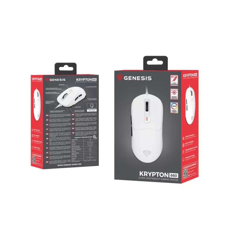GENESIS Krypton 660 Ratón Gaming Ambidiestro USB Type-A Óptico 12000 DPI