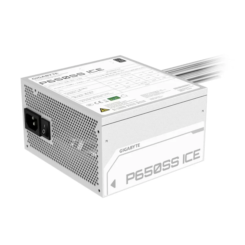 GIGABYTE P650SS ICE Fuente de alimentación - PCIe 5.0, 80 PLUS Silver, ventilador de 120mm, compatible con ATX 3.0, conector EU