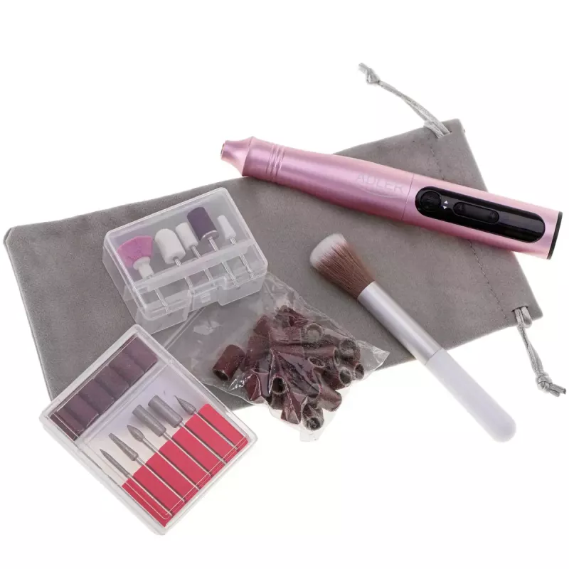 Set de taladros de manicura y pedicura Adler AD 2181 - 5 niveles de potencia, rosa