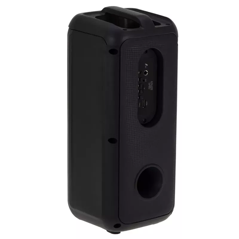 Altavoz portátil Adler AD 1903, 2×5 W, Bluetooth, radio FM, LED, batería de 1500 mAh, AUX, USB, negro
