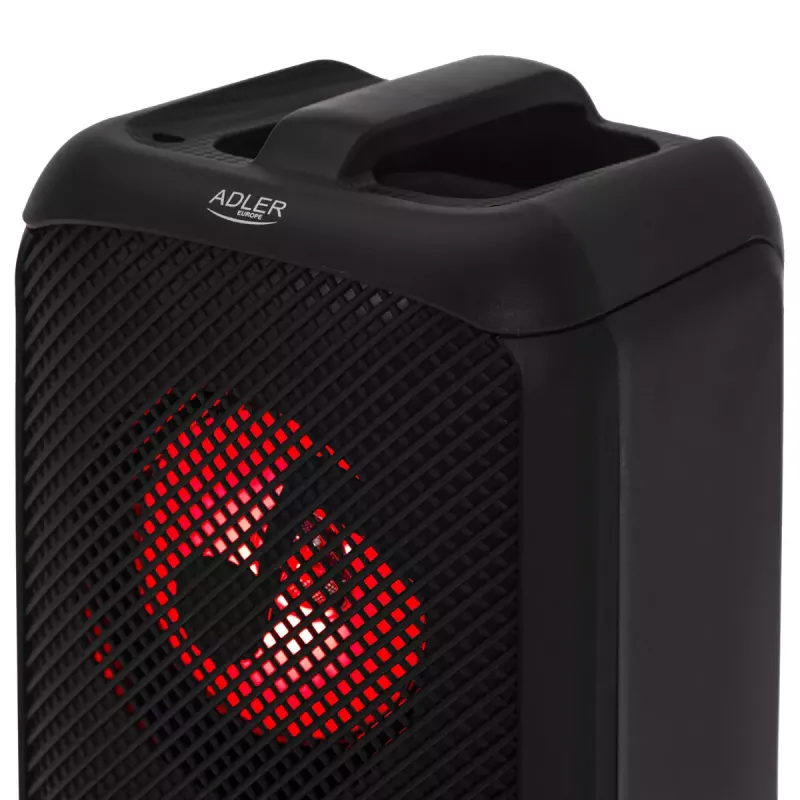Altavoz portátil Adler AD 1903, 2×5 W, Bluetooth, radio FM, LED, batería de 1500 mAh, AUX, USB, negro