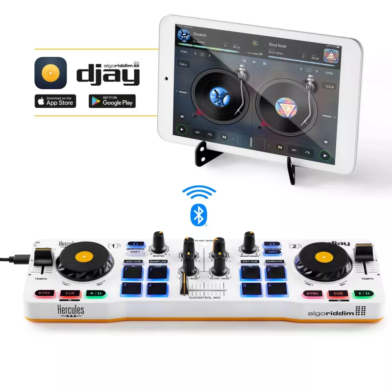 Hercules 4780921 Controlador DJ 2 canales Negro, Blanco, Amarillo