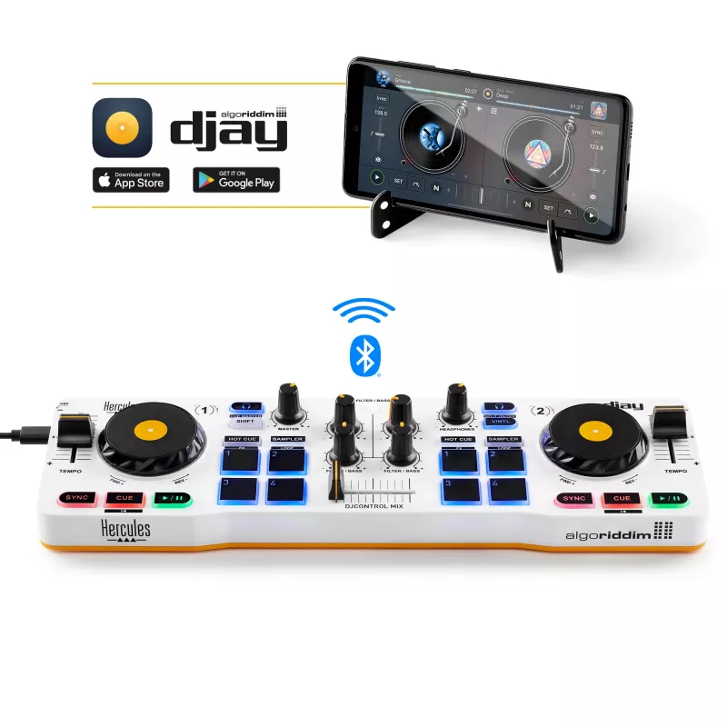 Hercules 4780921 Controlador DJ 2 canales Negro, Blanco, Amarillo