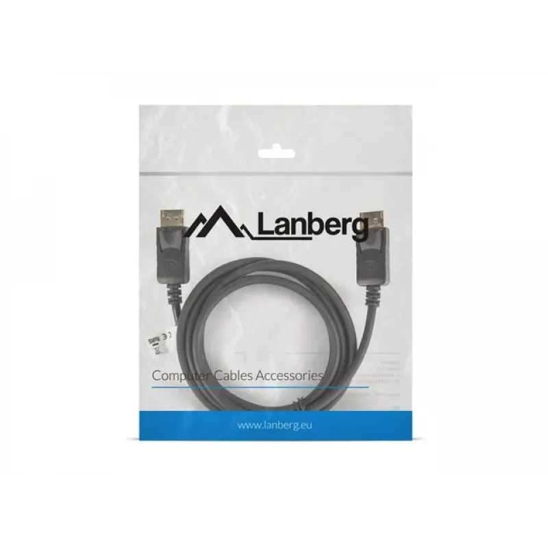 Cable DisplayPort M/M LANBERG 19 pines V1.2 4k 1,8 m negro