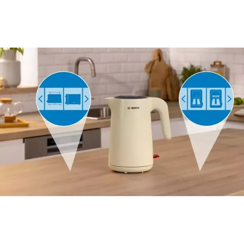 Hervidor de agua Bosch TWK2M167 1,7 L 2400 W, inalámbrico con base 360°, apagado automático, protección contra ebullición en seco