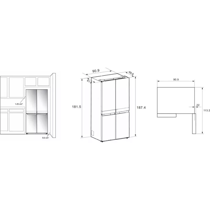 Frigorífico side-by-side Whirlpool WQ9I FO2BX EF independiente 592 L negro