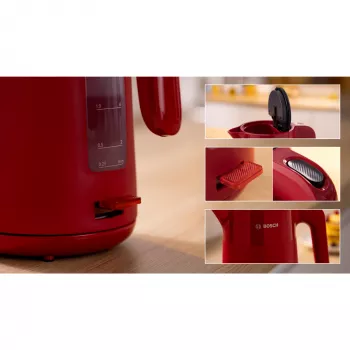Hervidor de agua Bosch TWK2M164 1,7 L 2400 W negro, gris, rojo