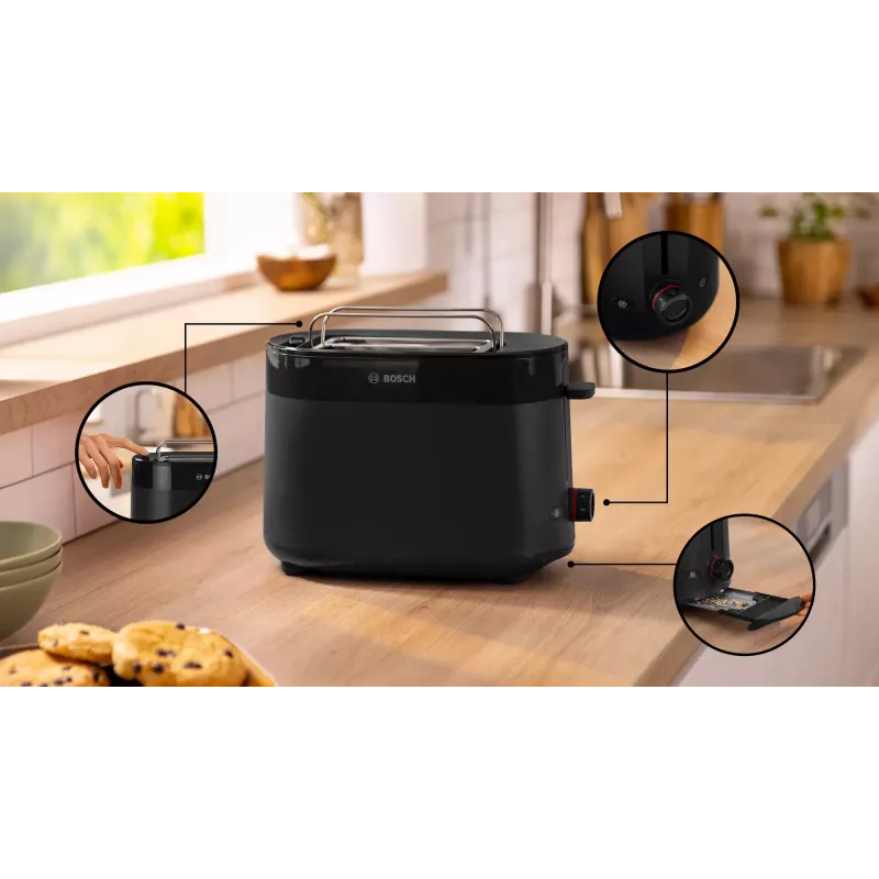 Tostadora Bosch TAT2M123 6 2 rebanadas 950 W negra