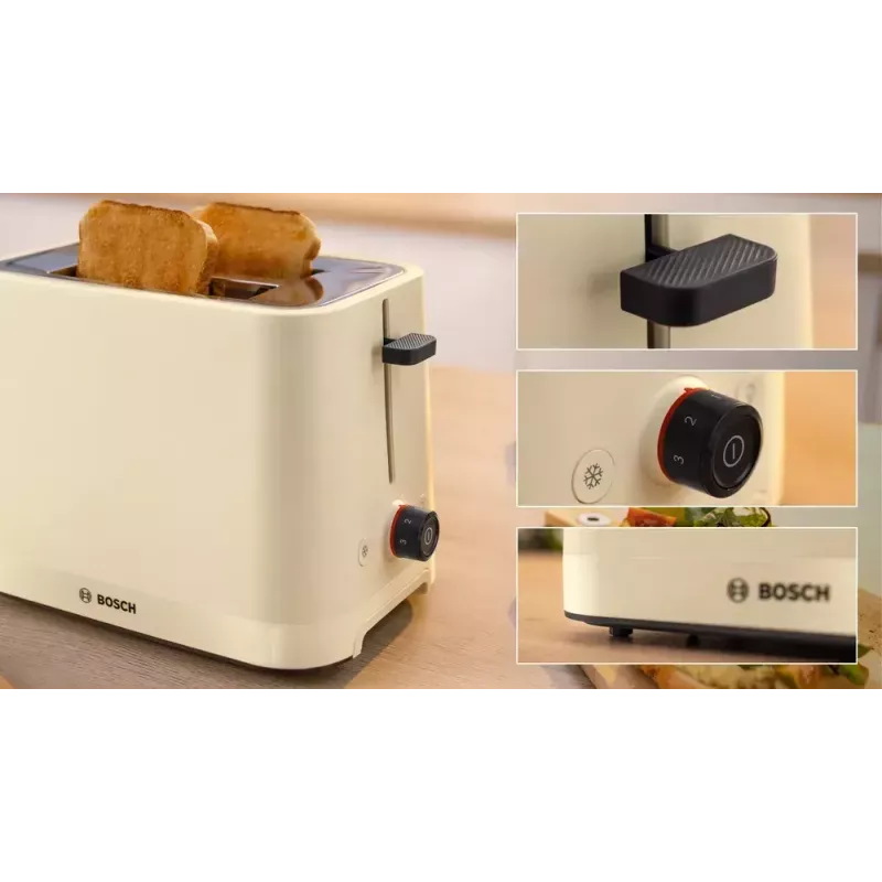 Tostadora Bosch Compact TAT3M127 – 2 ranuras beige carcasa de plástico, diseño compacto