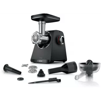 Picadora de carne Bosch MFWS430B — 1900 W, 2 velocidades, 2,5 kg/min, negro/plata, 4,3 kg