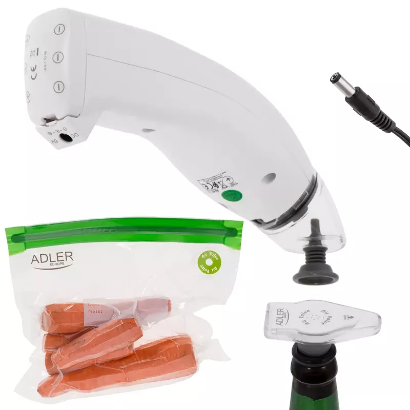 Adler AD 4515 set de extracción de aire al vacío para alimentos, blanco