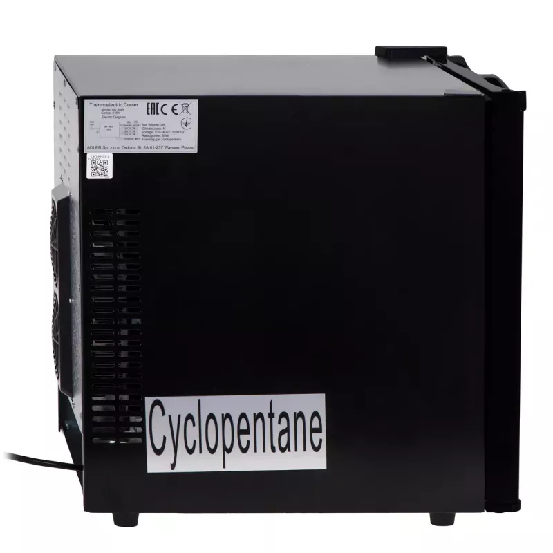 Adler AD 8089 nevera termoeléctrica, 28 l, luz interior LED, 35 dB, clase energética E, negra