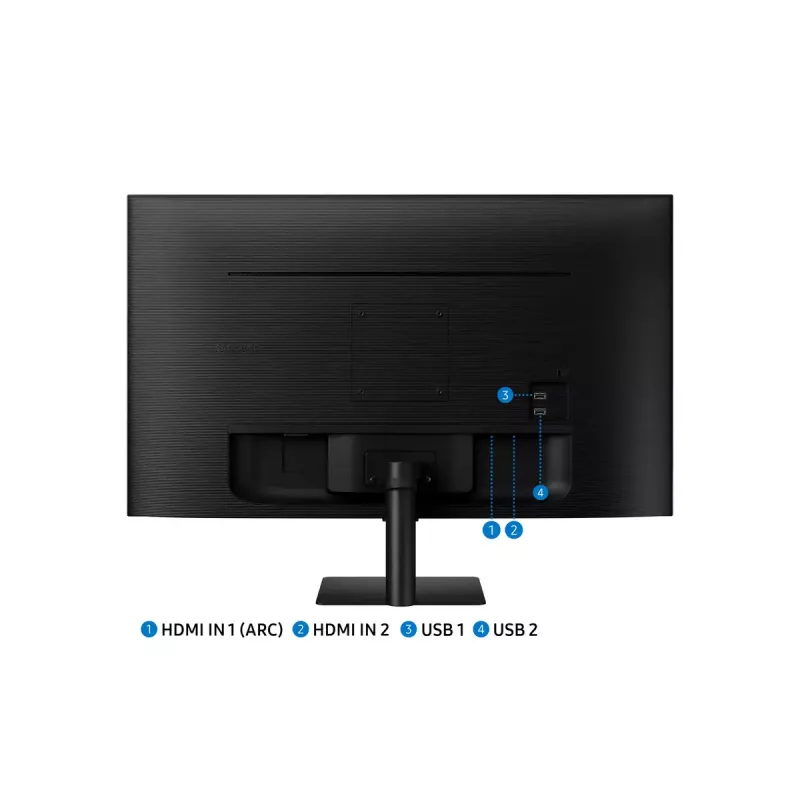 Monitor Samsung M50D de 27 pulgadas — 27 pulgadas Full HD (1920×1080), VA LED, 4 ms, ángulo de visión de 178°, altavoces integrados, hub USB, VESA, negro