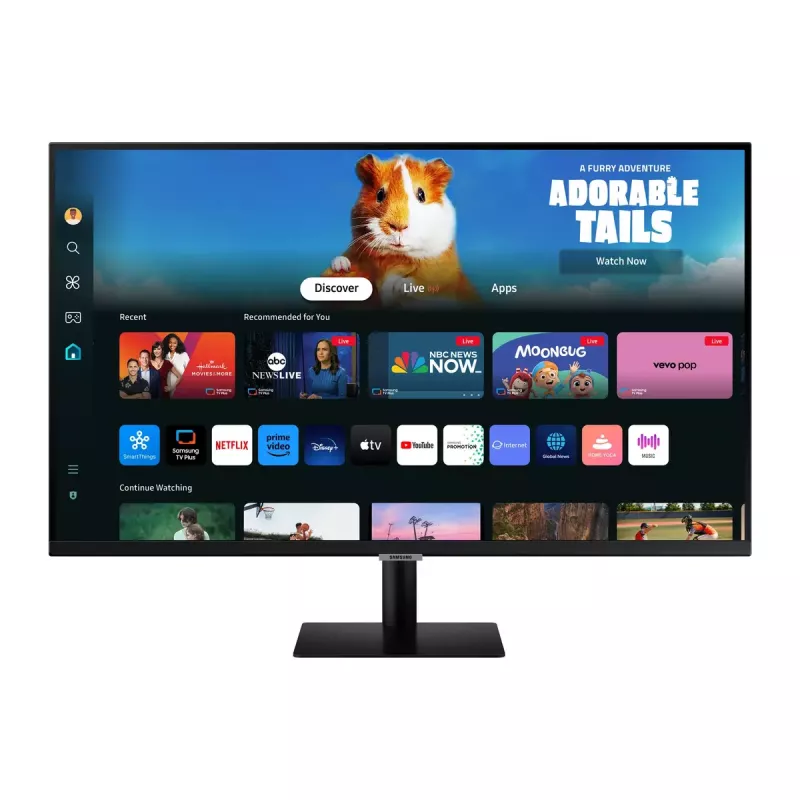 Monitor Samsung M50D de 27 pulgadas — 27 pulgadas Full HD (1920×1080), VA LED, 4 ms, ángulo de visión de 178°, altavoces integrados, hub USB, VESA, negro