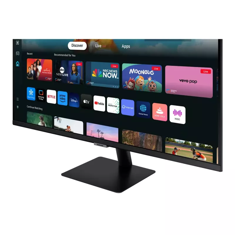 Monitor Samsung M50D de 27 pulgadas — 27 pulgadas Full HD (1920×1080), VA LED, 4 ms, ángulo de visión de 178°, altavoces integrados, hub USB, VESA, negro